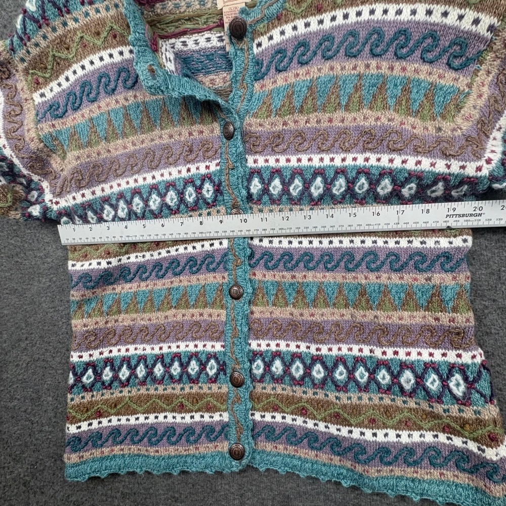 Vintage IVY Women L Hand Embroidered Knit Cardigan Sweater Boho Folk Cottagecore - Picture 10 of 11